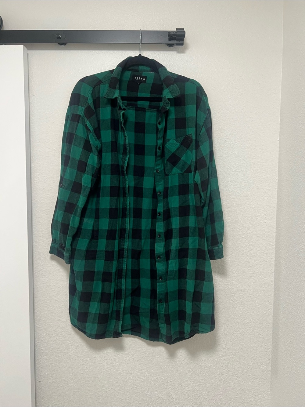 Risen Green and Black Buffalo Plaid Tunic Shirt